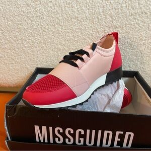 Missguided Pink and Red Sneakers Modern Athletic Style